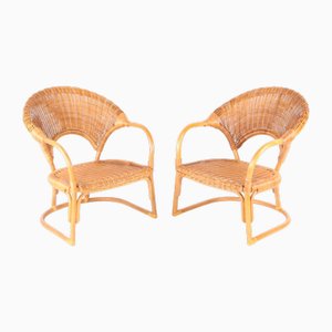Set of Wicker Armchairs, 1970s