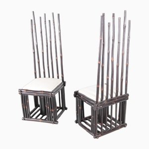 Set of Bamboo Side Chairs, 1980s