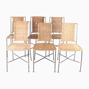 Stühle aus Rattan & Eisen, 1970er, 6er Set