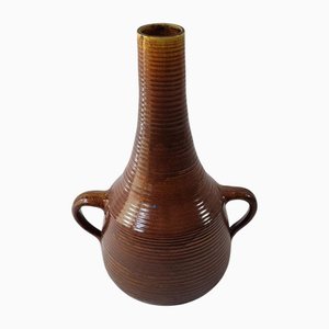 French Brown Ceramic Vase from Accolay, 1960s