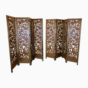 North African Carved Pierced 4-Fold Screens, 1960s, Set of 2