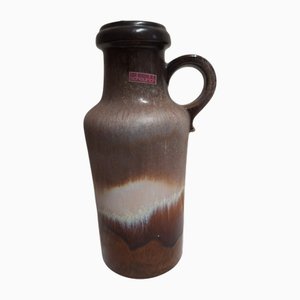Vintage Keramikvase mit Beige-Brauner Glasur von Scheurich, 1970er