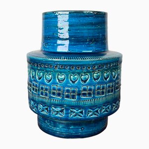 Mid-Century Italian Rimini Blu Studio Pottery Vase by Aldo Londi for Bitossi, 1960s