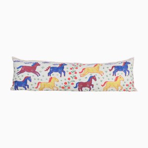 Vintage Suzani Cushion Cover with Embroidered Animal Motif