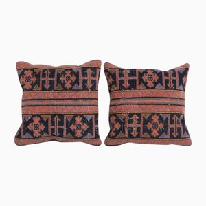 Türkische Vintage Oushak Teppich Kissenbezüge, 2er Set