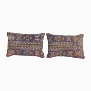 Turkish Handmade Oushak Rug Cushion Covers in Soft Wool, Set of 2