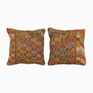 Handwoven Square Jajim Kilim Cushion Covers, Set of 2