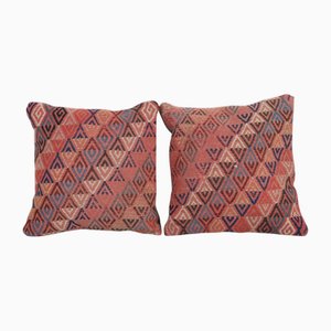 Federe Kilim rosa e blu tradizionali dell'Anatolia, Turchia, set di 2
