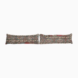 Turkish Dark Blue and Red Rug Bedding Cushion Covers, Set of 2