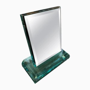 Specchio da toeletta Mid-Century moderno in vetro verde Nilo in stile Fontana Arte, anni '50