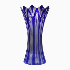 Large Bohemian Crystal Lotus Vase, 1950s
