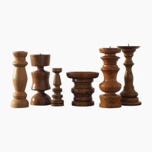 Bougeoirs Scandinaves en Bois, Set de 6