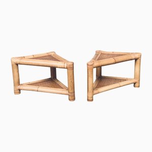Handcrafted Bamboo Corner Table Set, 1970s, Set of 2