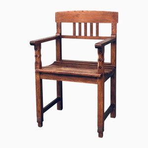 Dutch Modernist Carved Oak Side Chair, 1920s