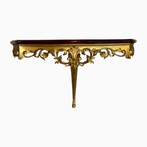 Venetian Rococo Style Brass Wall Console Table, 1970s