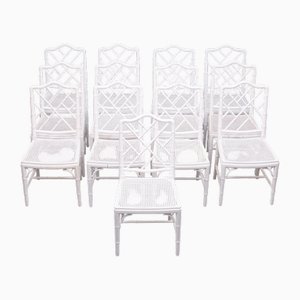 Silla de comedor de bambú sintético al estilo de Jonathan Adler, años 70