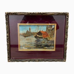 Piero, View of Venice, 1960s, Oil Painting, Framed