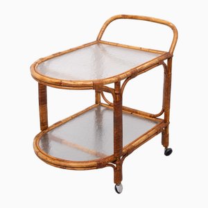 Rattan Serving Trolley by Rohe Noordwolde, 1960s