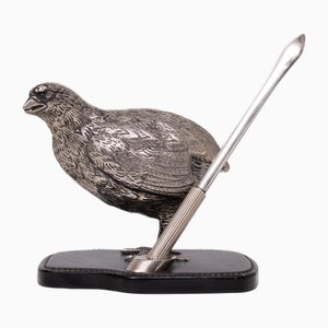 Silver-Plated Quail Penholder from Gucci, Italy, 1970s