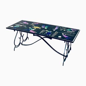 Mid-Century Artist Ceramic Dining Table by Snyers, Belgium, 1950s
