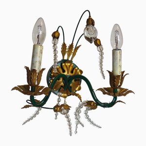 Metal and Crystal 2-Light Wall Sconce from Palwa, 1960s