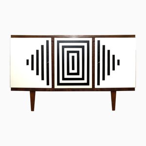 Mueble polaco vintage con motivo Op Art, años 60