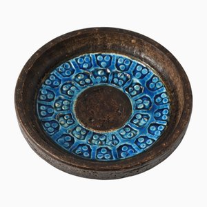 Scodella Trifoglio blu e marrone di Aldo Londi per Bitossi, anni '60