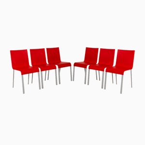 Vintage Plastic Chairs in Red by Maarten Van Severen for Vitra, Set of 6