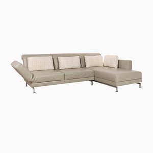 Moule Leather Corner Sofa Beige Taupe Sofa from Brühl