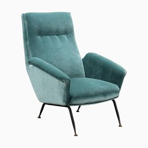 Fauteuil Vintage en Velours et Laiton, Italie, 1960s
