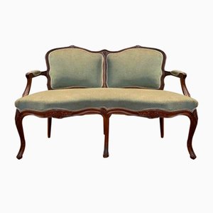 Louis XV Style Bench in Green Velvet