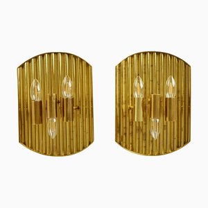Vintage Scandinavian Brass Wall Sconces attributed to Alvar Aalto, 1970s, Set of 2