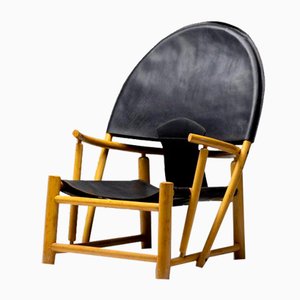 Chaise Hoop G23 en Cuir Saddle Noir par Piero Palange, 1960s