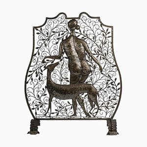 Art Deco Wrought Iron Fire Screen, 1930s