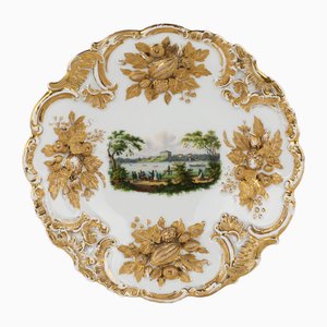 Piatto decorativo con vista di Zwickau di Meissen, anni '60 dell'Ottocento