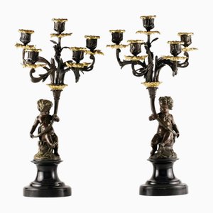 Candelabros de bronce. Juego de 2