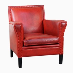 Armchair in Red Painted Sheep Leather