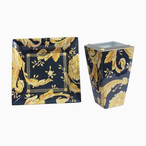Plateau et Vase Modèle Vanity par Versace Home Collection, Set de 2
