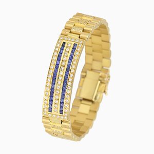 Brazalete unisex Rolex de diamantes y zafiros de oro de 18 k, década de 2000