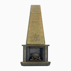 Drink Holder Bar in the shape of Fake Fireplace, 1970s