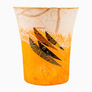 Small English Tea Light Holder or Posy Jar in Art Glass by Margaret Johnson, 2000s