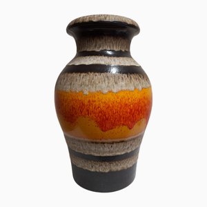 Vase Vintage en Céramique avec Vernis Marron-Beige-Orange, Allemagne, 1970s