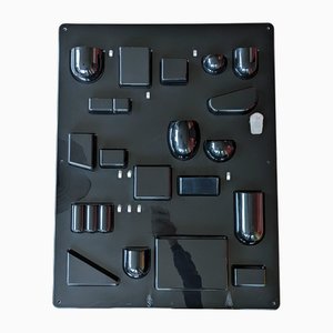 Black Plastic & Metal 1970s Container Panel Utensilo by D. Maurer Becker for Design M, Early Production