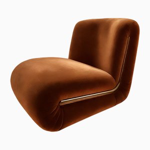 Frenesí Lounge Chair in Brown Velvet from Moanne