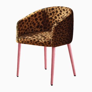 Utopía Dining Chair in Leopard Furry Velvet from Moanne