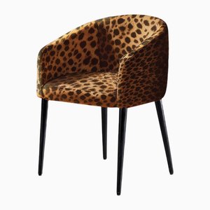 Silla de comedor Utopía de terciopelo peludo de leopardo de Moanne