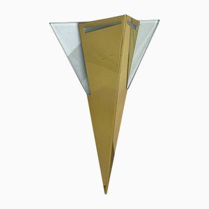 Regency Pyramid Brass and Acrylic Glass Triangle Wall Lamp from TZ Leuchten, 1970s