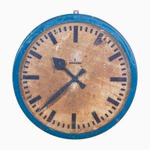 Very Large Blue Clock from Siemens, 1950s