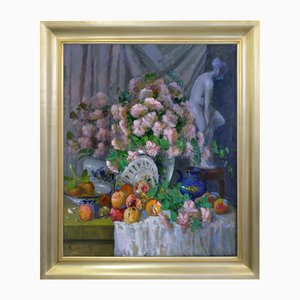 Renato Criscuolo, Composizione Con Statua, Large Oil on Canvas, 2007, Framed