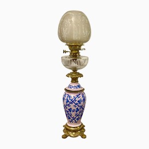 Large Victorian Porcelain Oil Lamp, 1860s